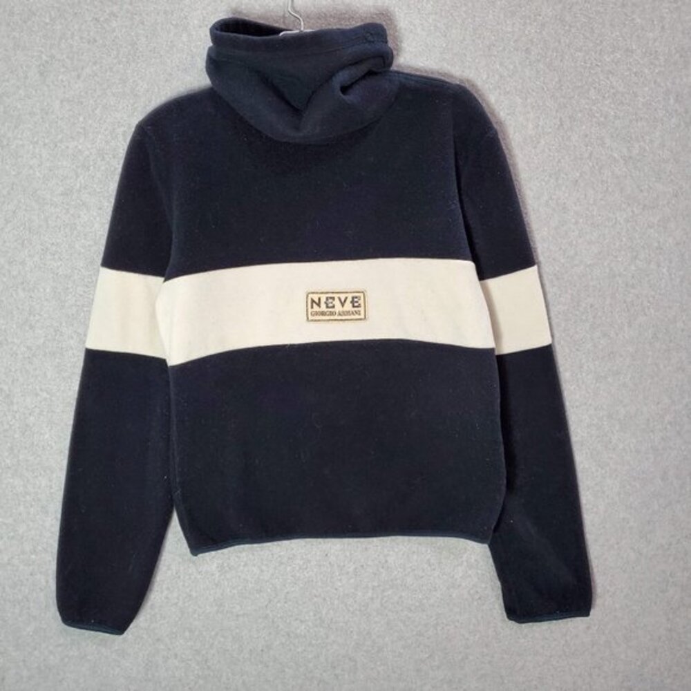 NEVE Giorgio Armani Women Sweatshirt 46 Blue Colorblock Cropped Cowl‎ Neck Italy